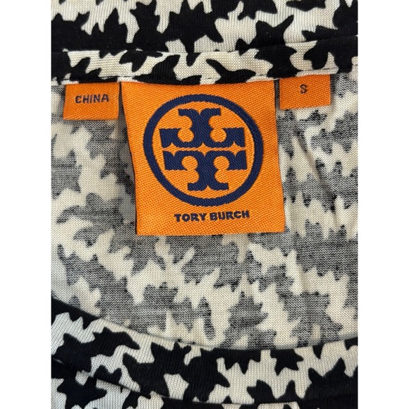 Tory Burch Silk Long Sleeve Top Blouse Black White Abstract Print Small - Picture 5 of 8